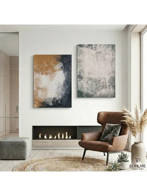 Harikabirev Modern Abstract Desenli Tablo | Laci | 2li Dikey Çerçevesiz Kanvas Tablo | Tmmzcnvs