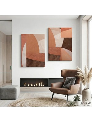 Harikabirev Modern Abstract Desenli Tablo | Soft-3 | 2li Dikey Çerçevesiz Kanvas Tablo | Tmmzcnvs