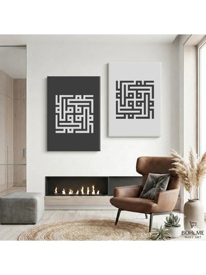 Harikabirev Modern Abstract Desenli Tablo | Gri-Beyaz | 2li Dikey Çerçevesiz Kanvas Tablo | Tmmzcnvs