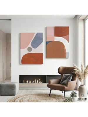 Harikabirev Modern Abstract Desenli Tablo-2| 2li Dikey Çerçevesiz Kanvas Tablo | Tmmzcnvs
