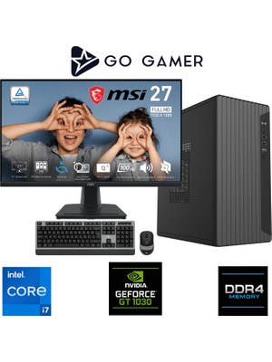 Go Gamer E535D Intel Core I7 14700F / 16GB Ddr4 / 512GB SSD / Nvidia GT1030 4gb / Msı 27" 100Hz. / Oem Ev Ofis Paket