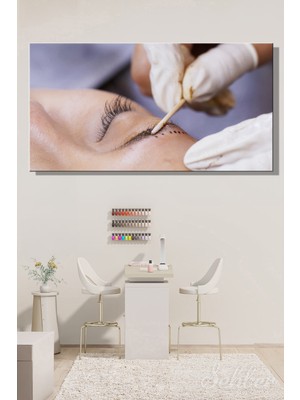 Şehber Panoramik Yatay Kanvas Tablo Tekli Kuaför Güzellik Salonu Microblading Kalıcı Makyaj 2699