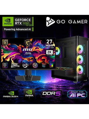 Go Gamer E856DP Intel Core Ultra 9 285K / 128GB Ddr5 / 2tb SSD / RTX5080 16GB / 360MM Sıvı Soğutma / Bt 5.2 & Wifi 6e / Msı 27" OLED 2k 240Hz. 0.03MS / Oem Gaming Paket