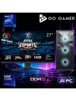 Go Gamer ED04D Intel Core Ultra 5 250K Plus / 16GB Ddr5 / 1tb SSD / Intel Hd Arc Xe2 Graphics / 240MM Sıvı Soğutma / Msı 27" 200Hz. 0.5ms / Oem Paket