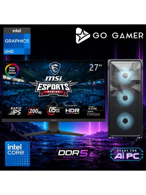 Go Gamer E743D Intel Core I9 14900K / 128GB Ddr5 / 1tb SSD / Intel UHD Graphics / 240MM Sıvı Soğutma / Msı 27" 200Hz. 0.5ms / Oem Ev Ofis Paket