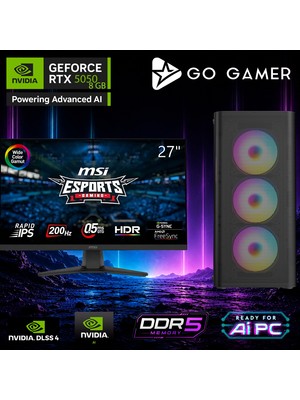 Go Gamer AE570D Amd Ryzen 7 9700X / 16GB Ddr5 / 1tb SSD / RTX5050 8gb / 240MM Sıvı Soğutma / Msı 27" 200Hz. / Oem Gaming Paket