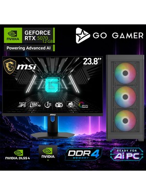 Go Gamer AE382D Amd Ryzen 7 5700X / 16GB Ddr4 / 1tb SSD / RTX5070 12GB / Msı 24" 180Hz. / Oem Gaming Paket