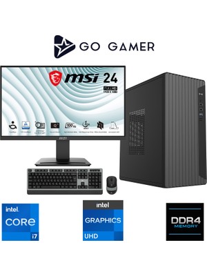 Go Gamer E474D Intel Core I7 14700 / 8gb Ddr4 / 512GB SSD / Intel UHD Graphics / Msı 24" 100Hz. / Oem Ev Ofis Paket