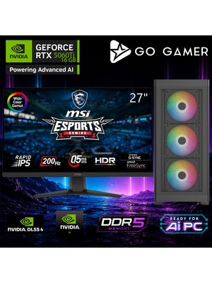 Go Gamer AE276D Amd Ryzen 5 9500F / 16GB Ddr5 / 1tb SSD / RTX5060TI 16GB / Msı 27" 200Hz. 0.5ms / Oem Gaming Paket