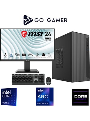 Go Gamer E180D Intel Core Ultra 5 225 / 16GB Ddr5 / 1tb SSD / Intel Hd Arc Xe2 Integrated Graphics / Msı 24" 100Hz. / Oem Ev Ofis Paket