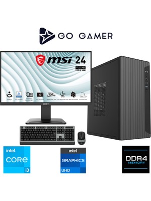 Go Gamer E19D Intel Core I3 14100 / 16GB Ddr4 / 512GB SSD / Intel UHD Graphics / Msı 24" / Oem Ev Ofis Paket