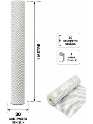 Nurteks Kaydırmaz Dolap Içi Örtü 30X100 cm Raf Çekmece Koruyucu Kaymaz Mat (Beyaz/siyah)