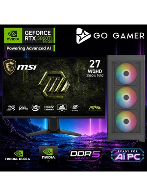 Go Gamer AE591D Amd Ryzen 7 9700X / 64GB Ddr5 / 2tb SSD / RTX5060TI 16GB / 240MM Sıvı Soğutma / Msı 27" 2k 200Hz. 0.5ms / Oem Gaming Paket