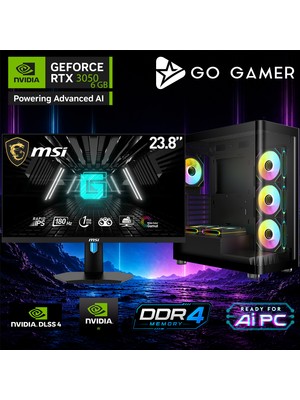 Go Gamer AE70DP Amd Ryzen 5 5600 / 16GB Ddr4 / 512GB SSD / RTX3050 6gb / Msı 24" 180Hz. / Oem Gaming Paket