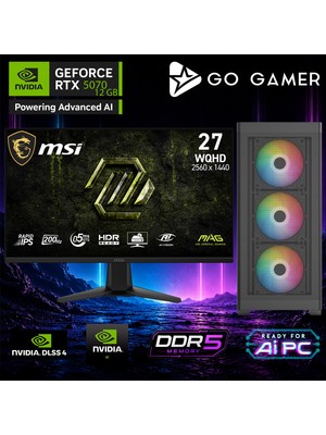 Go Gamer AE642D Amd Ryzen 7 9800X3D / 64GB Ddr5 / 2tb SSD / RTX5070 12GB / 240MM Sıvı Soğutma / Msı 27" 2k 200Hz. 0.5ms / Oem Gaming Paket
