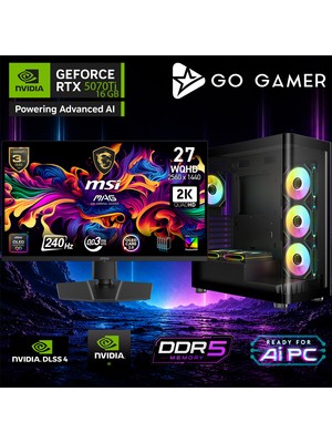 Go Gamer AE974DP Amd Ryzen 9 9950X3D2 / 64GB Ddr5 / 1tb SSD / RTX5070TI 16GB / 360MM Sıvı Soğutma / B850 Wi-Fi 6e & Bt 5.2 / Msı 27" OLED 2k 240Hz. 0.03MS / Oem Gaming Paket