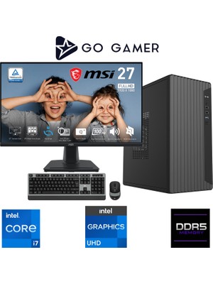 Go Gamer E475DF Intel Core I7 14700 / 16GB Ddr5 / 512GB SSD / Intel UHD Graphics / Msı 27" 100Hz. / Oem Ev Ofis Paket