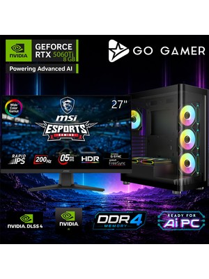 Go Gamer AE372DP Amd Ryzen 7 5700X / 32GB Ddr4 / 2tb SSD / RTX5060TI 8gb / Msı 27" 200Hz. / Oem Gaming Paket