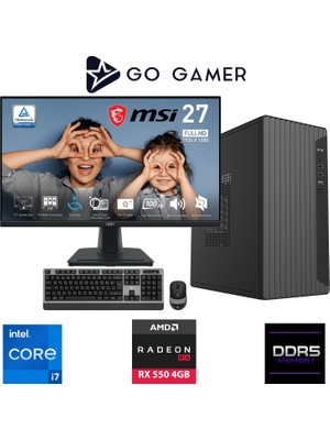 Go Gamer E520DF Intel Core I7 13700F / 16GB Ddr5 / 512GB SSD / RX550 4gb / Msı 27" 100Hz. / Oem Ev Ofis Paket