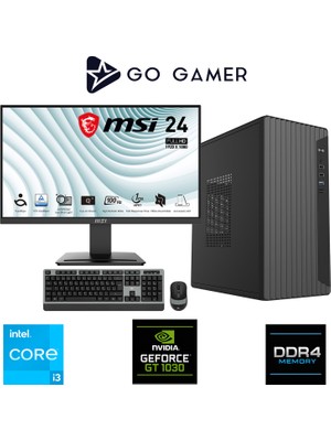 Go Gamer E120D Intel Core I3 14100F / 8gb Ddr4 / 512GB SSD / Nvidia GT1030 4gb / Msı 24" / Oem Ev Ofis Paket