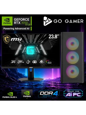 Go Gamer AE99D Amd Ryzen 5 5600X / 16GB Ddr4 / 1tb SSD / RTX3050 8gb / Msı 24" 180Hz. 1ms / Oem Gaming Paket