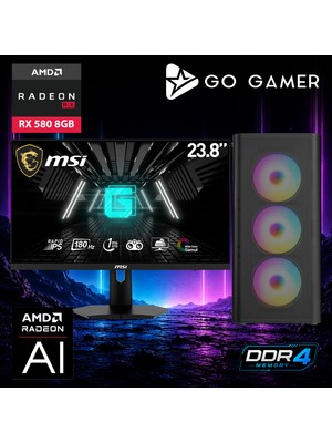 Go Gamer AE45D Amd Ryzen 5 5600X / 16GB Ddr4 / 512GB SSD / RX580 8gb / Msı 24" 180Hz. / Oem Gaming Paket
