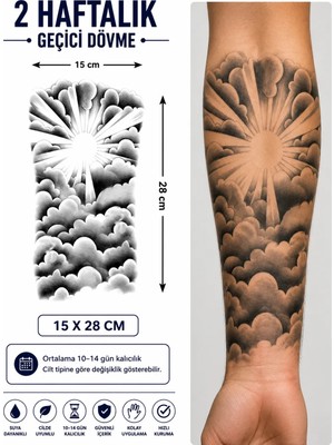 Tattoo Gerçekci Bulut Yarım Kol Geçici Dövme Sticker Yapıştırma Dövme