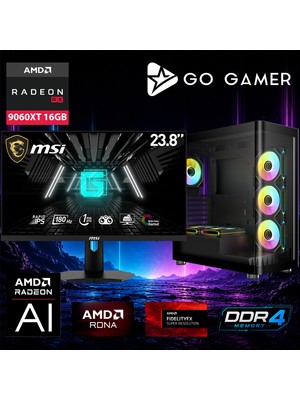 Go Gamer AE90DP Amd Ryzen 5 5600 / 32GB Ddr4 / 2tb SSD / RX9060XT 16GB / Msı 24" 180Hz. / Oem Gaming Paket