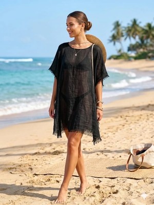 Trend Nexus Yaz Modası Oversize  Siyah Pareo