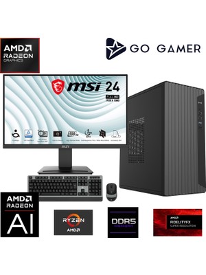 Go Gamer AE34D Amd Ryzen 5 8600G / 16GB Ddr5 / 512GB SSD / Amd Radeon Graphics / Msı 24" 100Hz. / Oem Gaming Paket