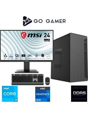 Go Gamer E14DF Intel Core I3 13100 / 16GB Ddr5 / 512GB SSD / Intel UHD Graphics / Msı 24" / Oem Ev Ofis Paket
