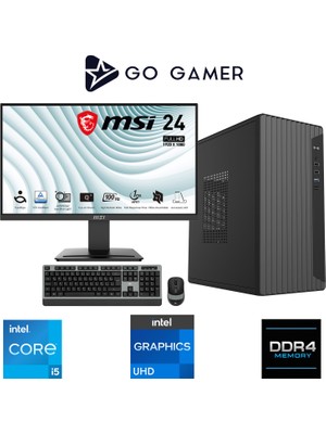 Go Gamer E150D Intel Core I5 12400 / 16GB Ddr4 / 1tb SSD / Intel UHD Graphics / Msı 24" 100Hz. / Oem Ev Ofis Paket