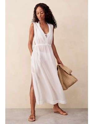 The White Company V Yaka Plaj Kadın Maxi Elbise