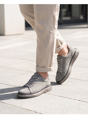Konfores 2274-ZANELLE Hakiki Full Duble Deri Üst Kalite Premıum Erkek Sneaker Ayakkabı - NKT02274-GRI-42