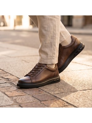 Konfores 2274-ZANELLE Hakiki Full Duble Deri Üst Kalite Premıum Erkek Sneaker Ayakkabı - NKT02274-KAHVERENGI-44