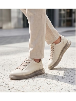 Konfores 2274-ZANELLE Hakiki Full Duble Deri Üst Kalite Premıum Erkek Sneaker Ayakkabı - NKT02274-BEJ-40