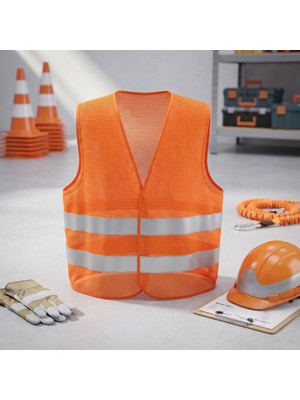 AvantajAl Fosforlu Turuncu Ikaz Yeleği - Çift Reflektörlü Iş Güvenliği