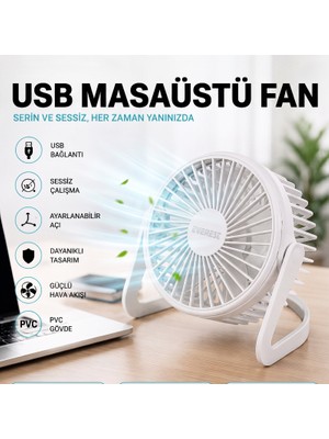 AvantajAl Masaüstü Mini USB Fan - Pvc Gövdeli - 360° Ayarlanabilir