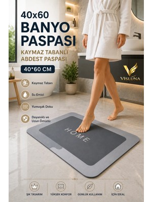Visluna (1 Adet ) Banyo Paspası Kaymaz Tabanlı Abdest Paspası 40*60 cm