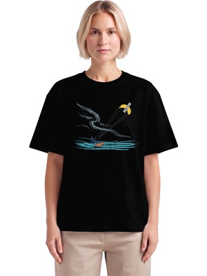 Rook Bantlanmış Muz Paraşüt Dtf Baskılı T Shirt - Kadın