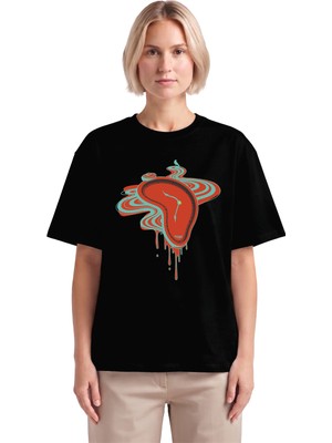 Rook Eriyen Saat Dtf Baskılı T Shirt - Kadın