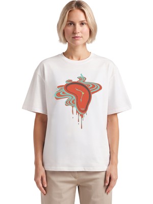 Rook Eriyen Saat Dijital Baskılı T Shirt - Kadın