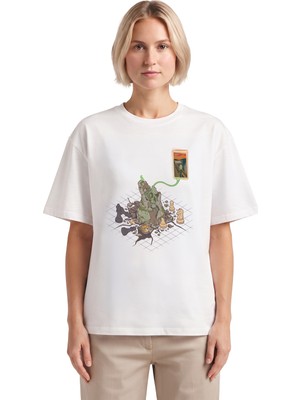 Rook Çığlık Tablosu Kale Dijital Baskılı T Shirt - Kadın