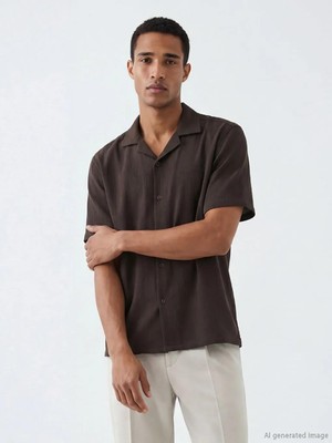 LC Waikiki Regular Fit Resort Yaka Müslin Erkek Gömlek  (S6)