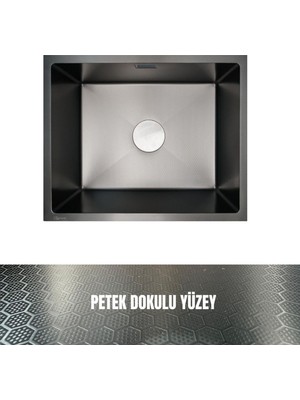 Gl General 40X45 Antrasit Petek Dokulu Çelik Mutfak Eviyesi 304 Paslanmaz Çelik 1mm