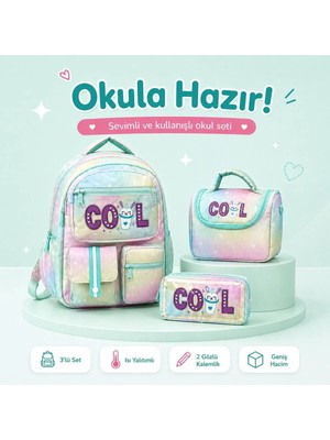Çantam Gelsin Kore Model 3’lü Ilkokul Çanta Seti, Sırt Çantası + Beslenme Çantası + Kalemlik