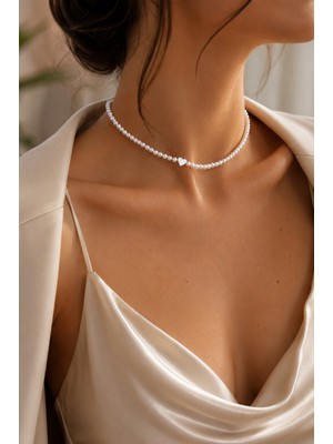 Adata Jewelry Kalpli Inci Kadın Kolye Gümüş Renk
