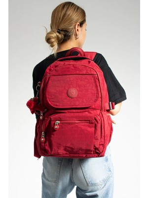 Gp Gues Polo Unisex Bordo Mega Boy Okul Çantası Çok Bölmeli Sırt Çanatsı