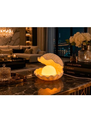 3dlab Ocean Pearl Istiridye Inci Gece Lambası LED Dekoratif Masa Lambası