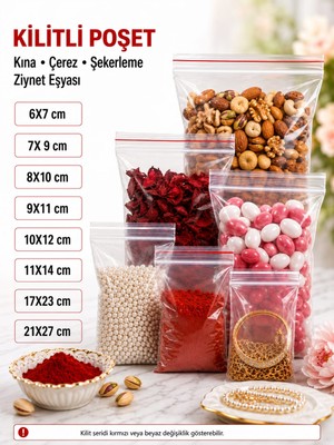 İsopack Kilitli Poşet 8X10 cm 100 Paket Kına,çerez,şekerleme,ziynet Eşyası Paketleme